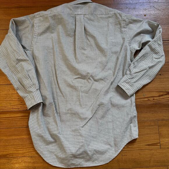 Ralph Lauren brown neutral checked long sleeve button up shirt SIZE M - Picture 5 of 5